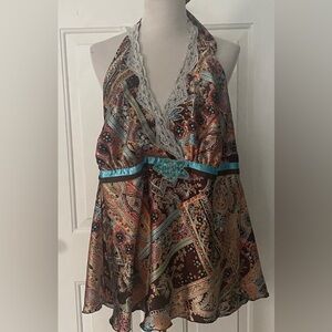 Vintage Torrid Y2K Paisley Halter Style Cami Floral Paisley Turquoise 3